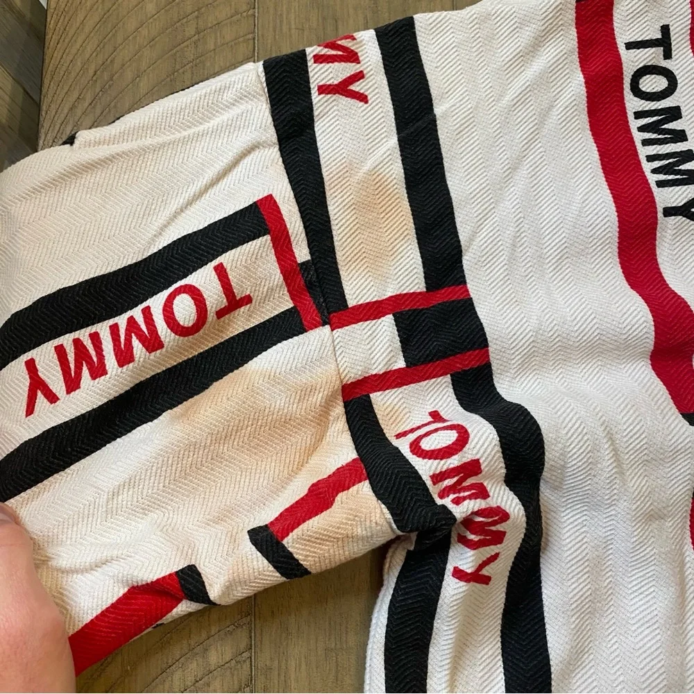 Vintage Tommy Hilfiger Rugby Polo Shirt All Over Graphics Men’s Large 80’s 90’s - Picture 9 of 10